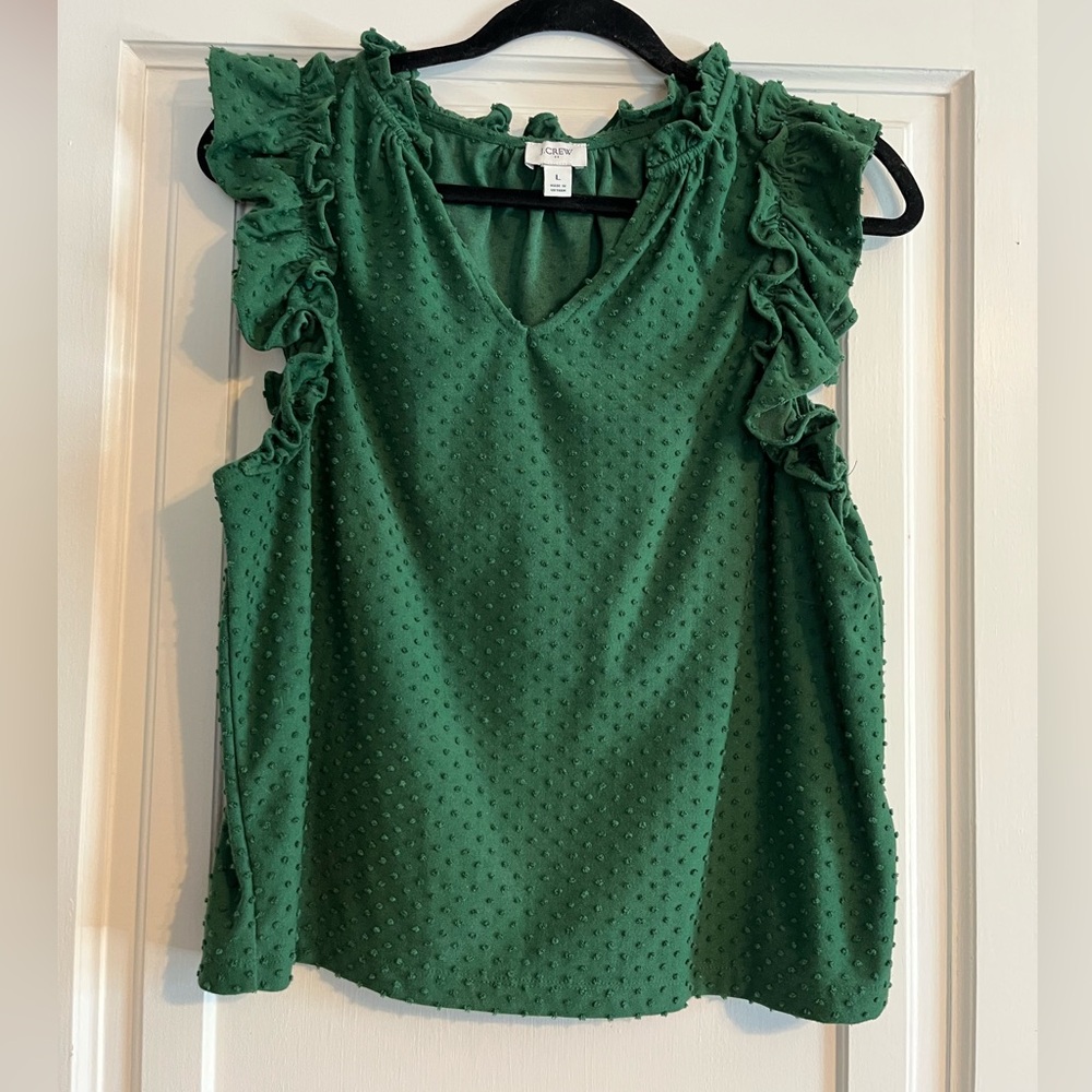 J Crew Green Sleeveless Blouse